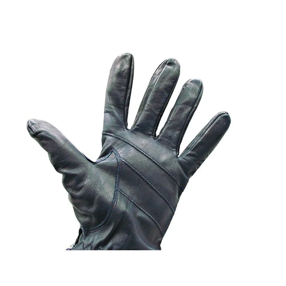 Daniel Hays Navy Blue Top Grain Cowhide Adj Wrist Leather Gloves Womens Size M